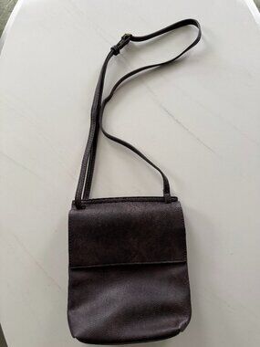 Joy Susan Brown Vegan Leather Front Flap Crossbody Bag Purse
